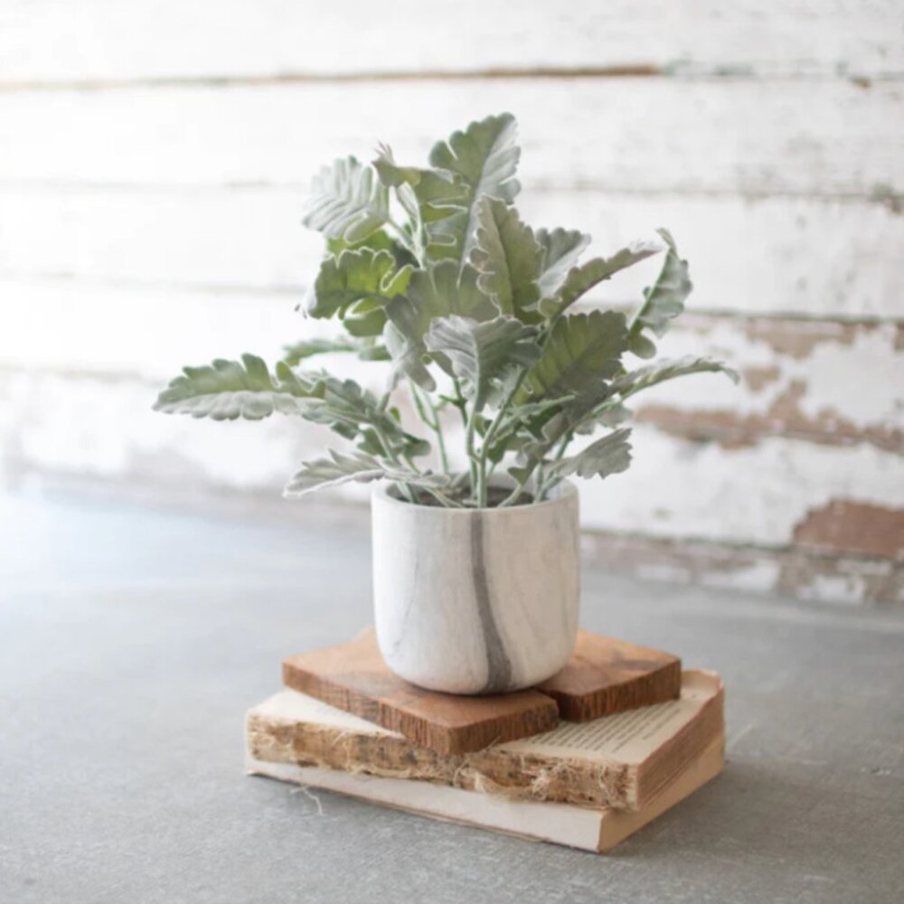 Artificial Plant in a Faux Marble Pot